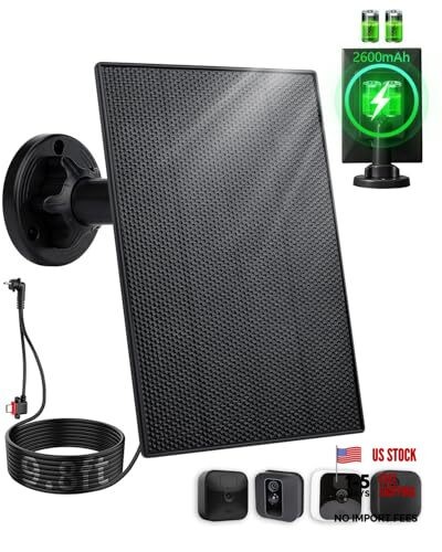 Solar Panel for Blink Camera, 3W Solar Charger Built-in 2600mAh Battery,IP65 1