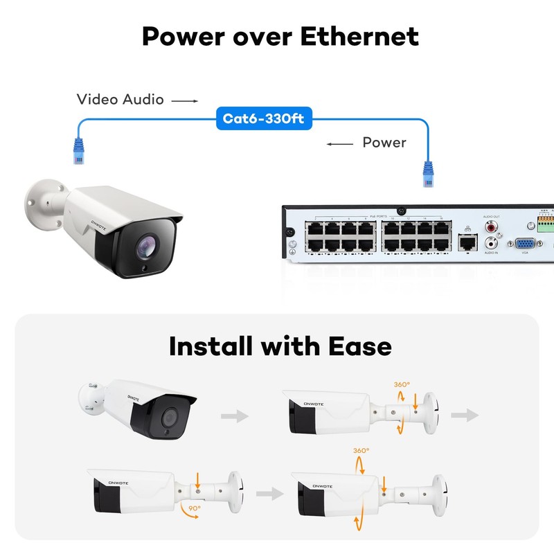 ONWOTE 4K 8MP PoE IP Security Camera, AI Human Vehicle Detection, 3840x2160 8... gallery