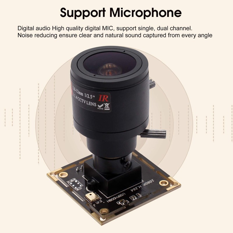 1080P USB Module with Microphone, 2.8-12mm Zoom Lens, 0.01 Low Light for Surv... gallery