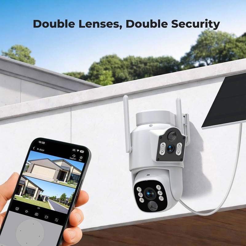 Solar Wireless Home Security Camera System Wifi Camera Dual Lens with 10CH NVR gallery
