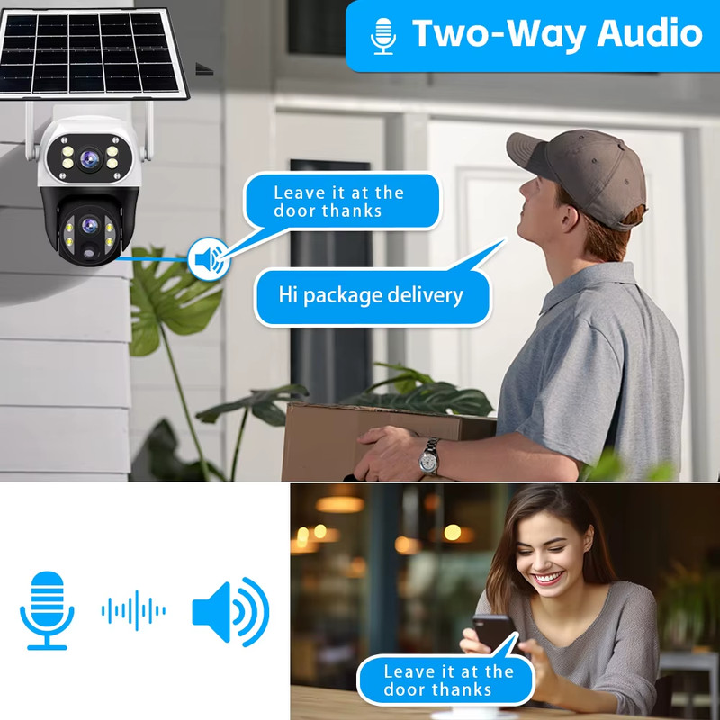 Solar Camera With 4G Sim Card 12MP Dual Lens Outdoor Waterproof CCTV Video Camar gallery