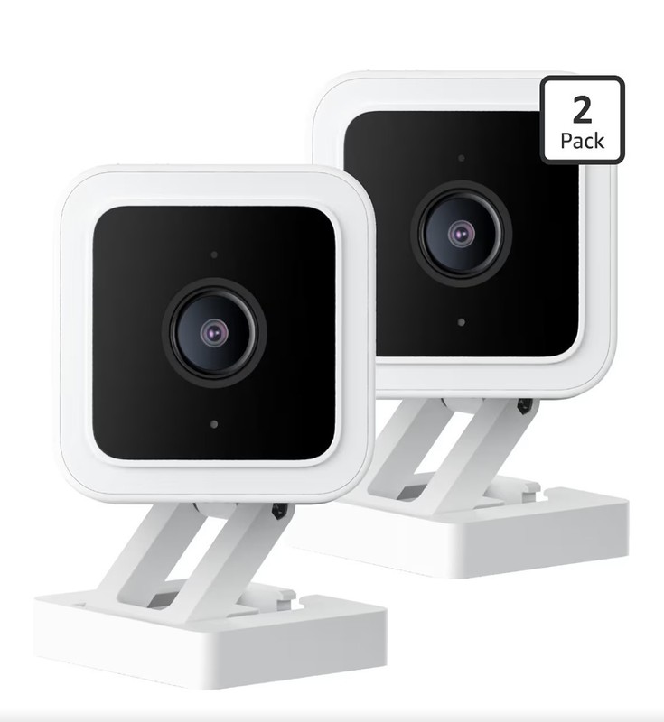 2 Wyze Cam V3 Security Cameras + Two Micro SD Cards + Two 16 Feet Cords And More