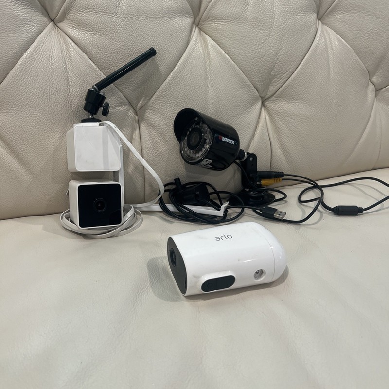 Mixed Security Camera Lot – Arlo, Lorex, Wyze Cube & Wireless Camera for Parts