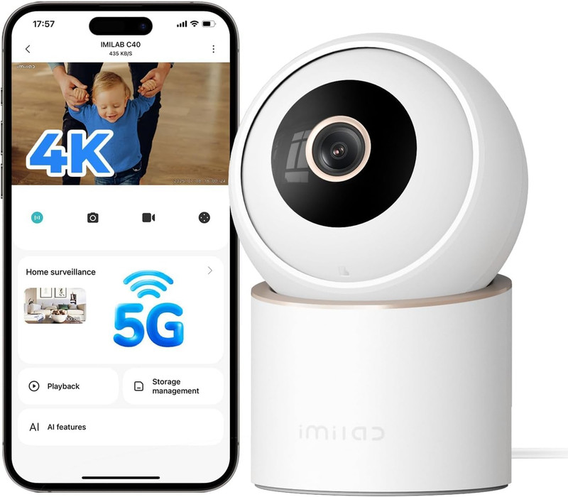 4K 8MP Security Camera Indoor, 360° View Pet/Dog/Baby Camera with Xiaomi Home Ap