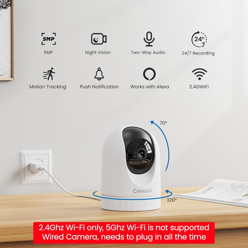 Security Camera Indoor-2K 360° Wifi Cameras for Home Security，Pet/Dog/Baby Camer gallery