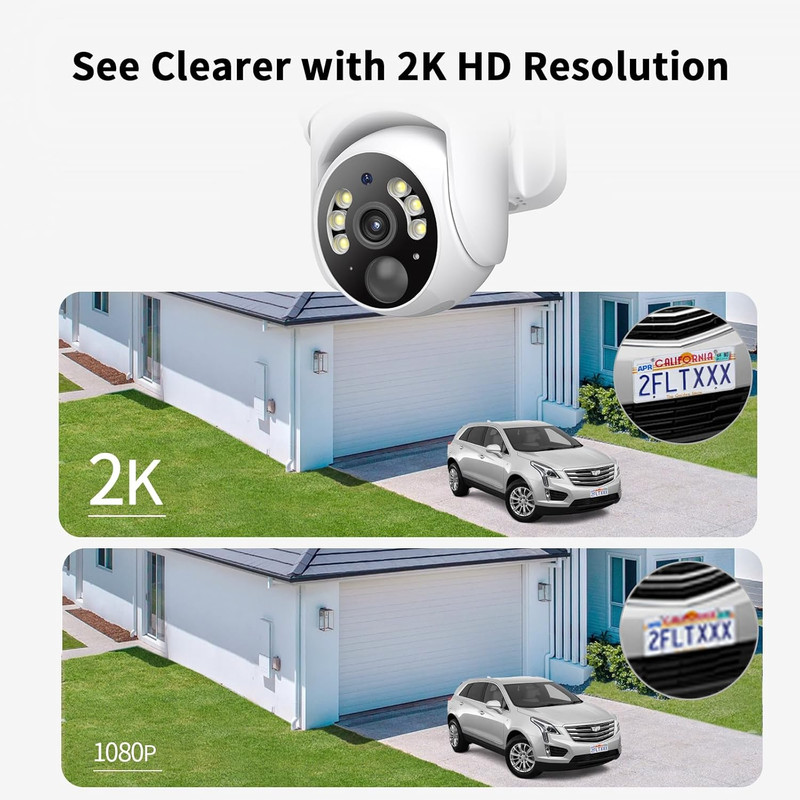 2K Solar Security Cameras Wireless Outdoor, 2 Pack 360° View Pan/Tilt Wifi Secur gallery
