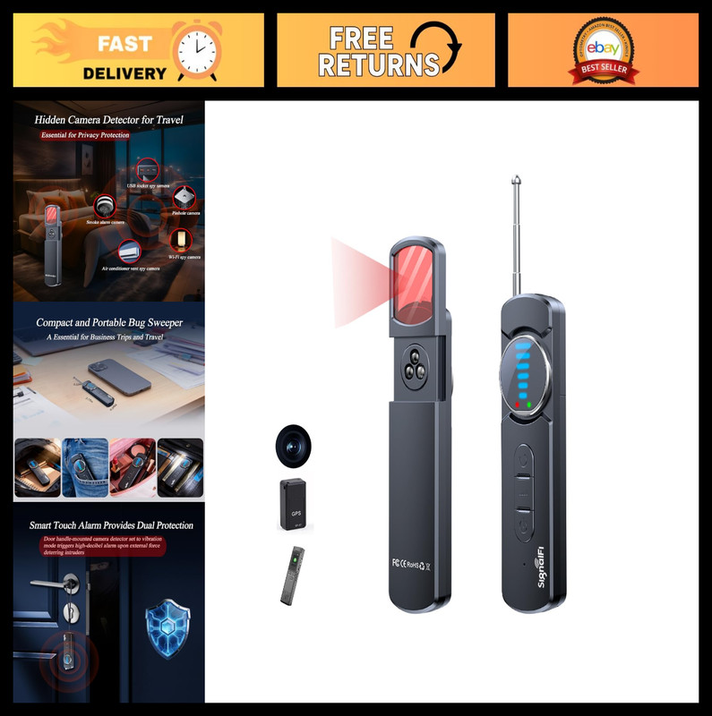 Portable Hidden Camera & Bug Detector – GPS Tracker Finder for Travel & Hotel