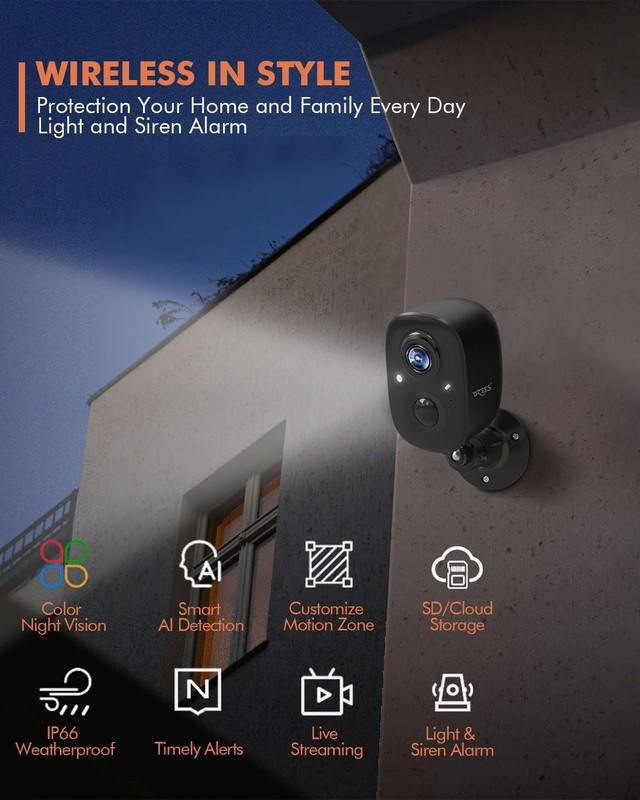 2K Wireless Security Cameras - AI Motion Detection with Color Night Vision Pack gallery