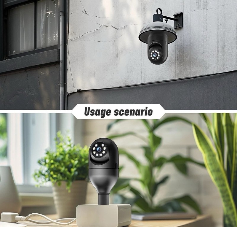 2 PACK 360° Camera 1080 WiFi Security Bulb BLACK Night Smart Home Wireless gallery