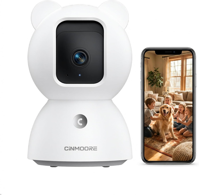 2.5K Security Camera Indoor – AI Human/Pet/Cry Detection with No Monthly Fee, 4M