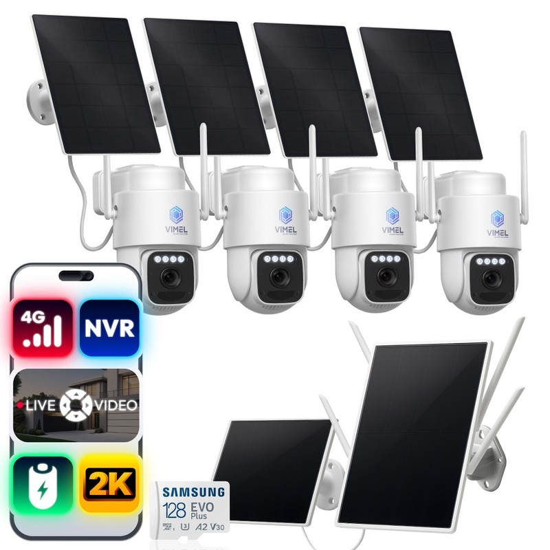 4G Solar Security Cameras System 2K Home NVR Alarm Outdoor 128 WIFI Night Vision
