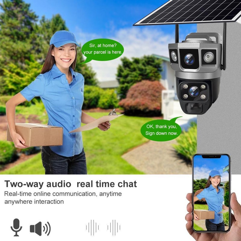 4G/WIFI Solar Camera 3 Screen Auto Tracking Outdoor Security Surveillance Camera gallery