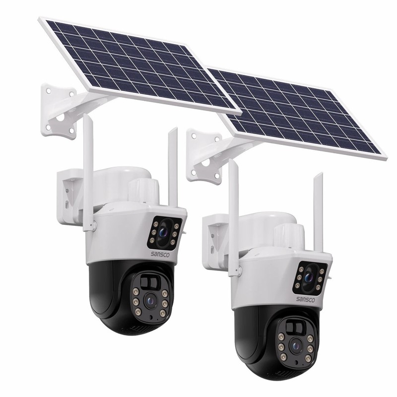 2PCS Wifi Solar Security 4MP Wireless IP Camera PTZ Home Outdoor Surveillance