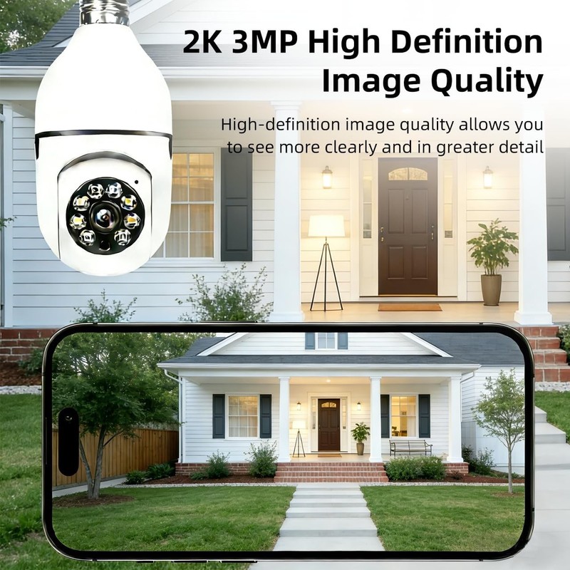 Light Bulb Security Camera -5G& 2.4GHz WiFi 2K 3MP Wireless Outdoor Motion Dete gallery
