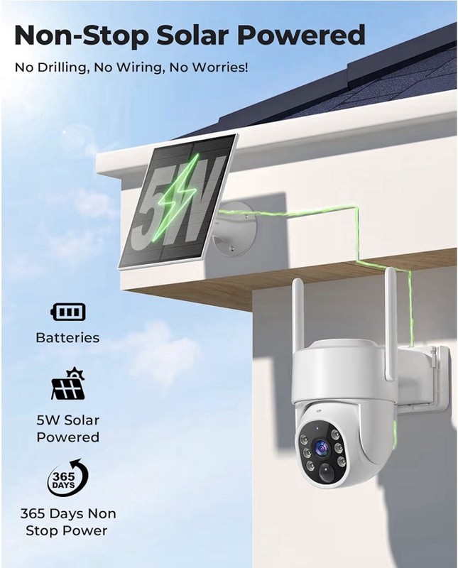 Wireless Outdoor Security Camera System Solar 4MP PTZ WiFi 2-Cam Kit gallery