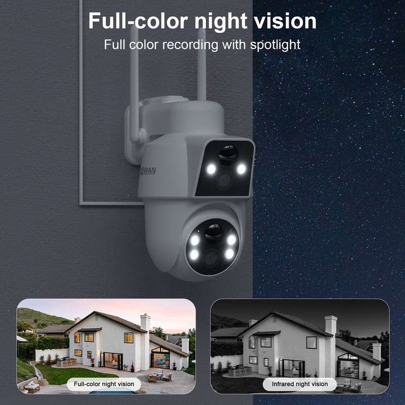 Solar Powered Wireless Dual Lens Security Camera Outdoor PIR Human Motion Sensor gallery