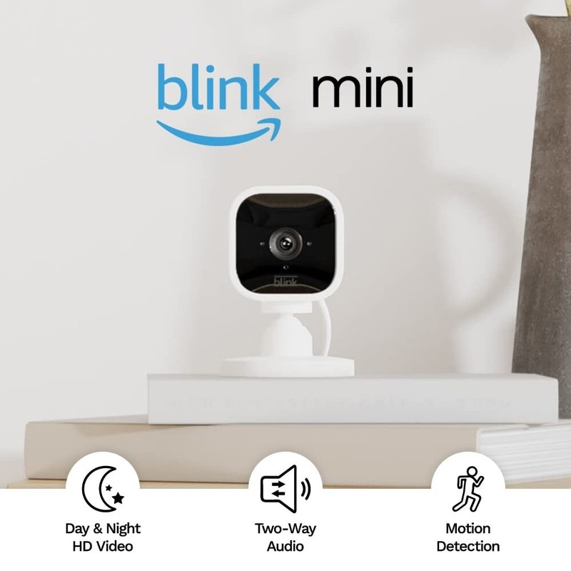 _Blink Mini – Cámara de seguridad inteligente compacta, conectable, para interio