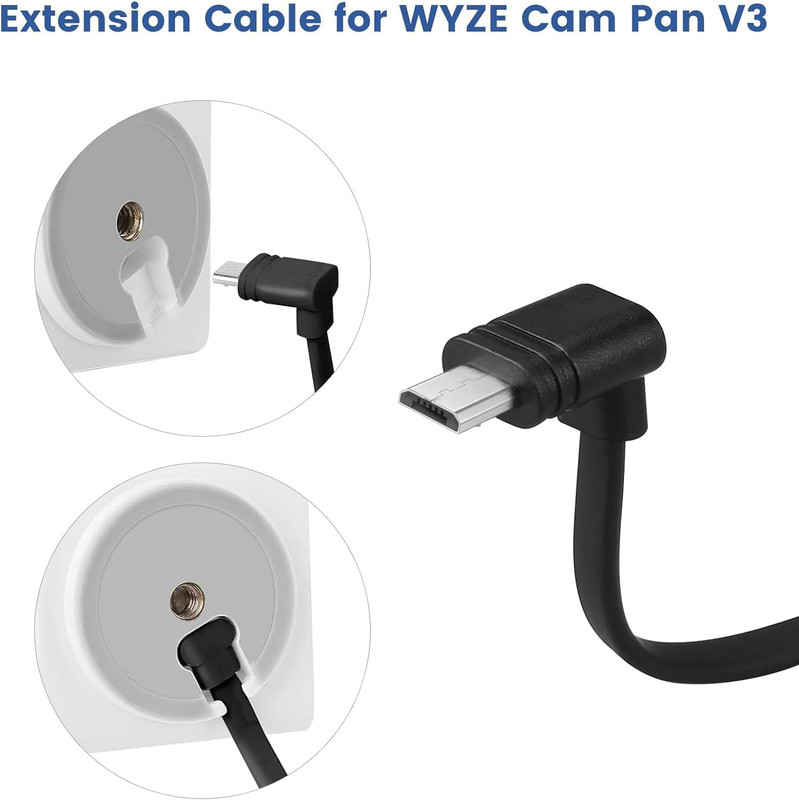 2-Pack 30 Ft Cable for WYZE Cam Pan V3 Outdoor Camera, Micro USB 90 Degree Adapt gallery