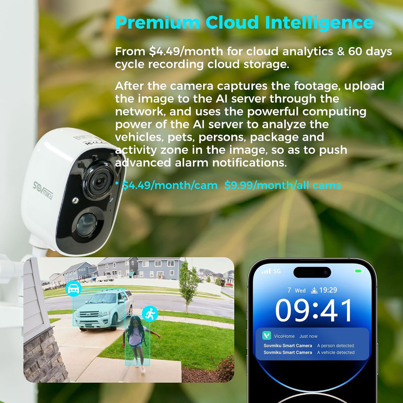 Vicohome 2K Security Camera Wireless Wi-Fi Indoor/Outdoor,Battery Powered,Easy t gallery