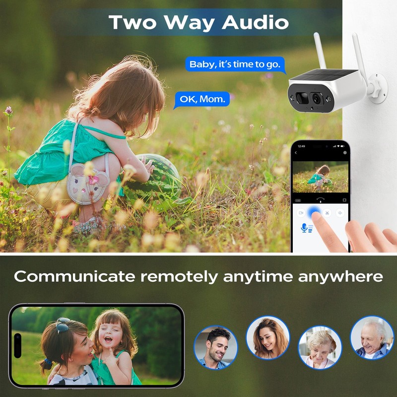 4MP Solar Battery Power Security Camera 2K WiFi Wireless Outdoor Cams System gallery
