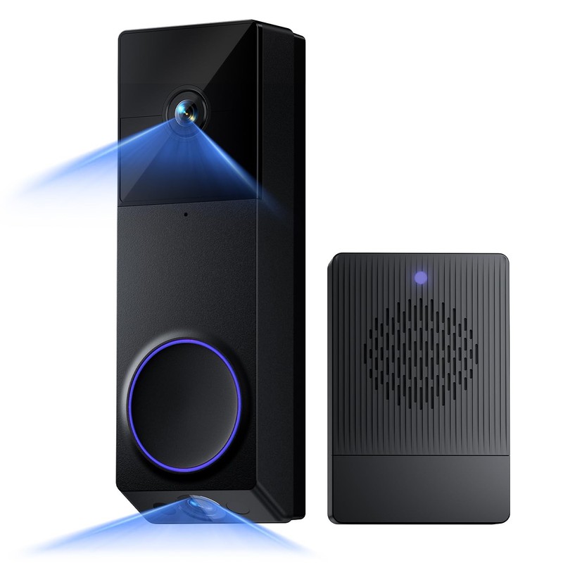 WYZE Wireless Duo Cam Video Doorbell (Chime Included), Battery Powered