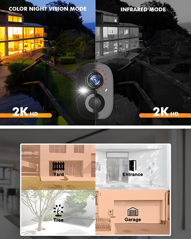 2K Wireless Security Cameras - AI Motion Detection with Color Night Vision Pack gallery
