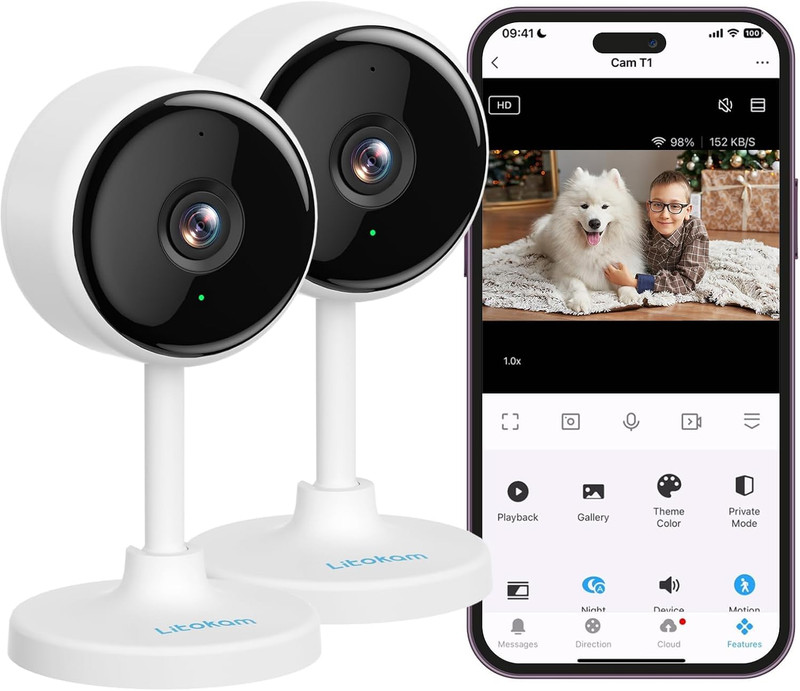 Indoor Camera, Cameras for Home Security with Night Vision, Pet Camera with P…