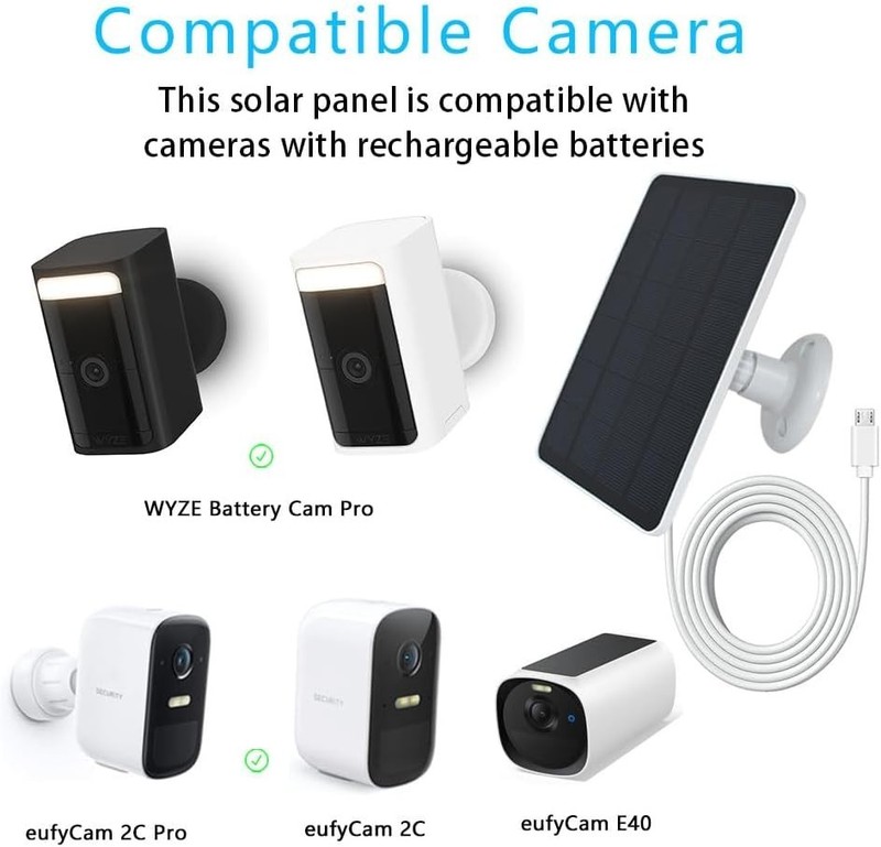 Adjustable Solar Panel for Outdoor Security Cameras – 4W Power & Type C Adapter gallery