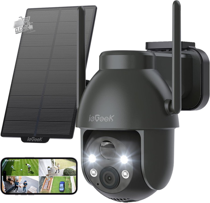 2K Outdoor Solar Wi-Fi Camera 360° Battery PTZ Camcorder Surveillance PI