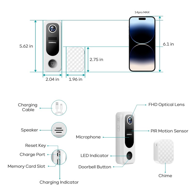 Doorbell Camera Wireless No Subscription - 2K Video Doorbell Wireless with Ch... gallery
