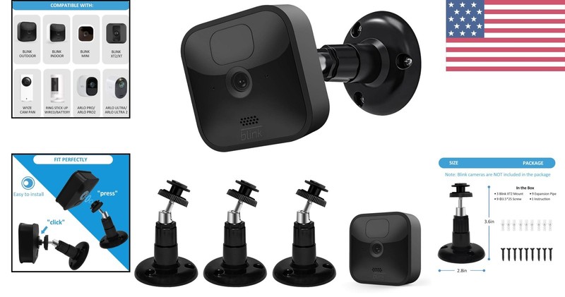Versatile 360° Adjustable Blink Camera Mounts - Black 3 Pack for Security Needs gallery