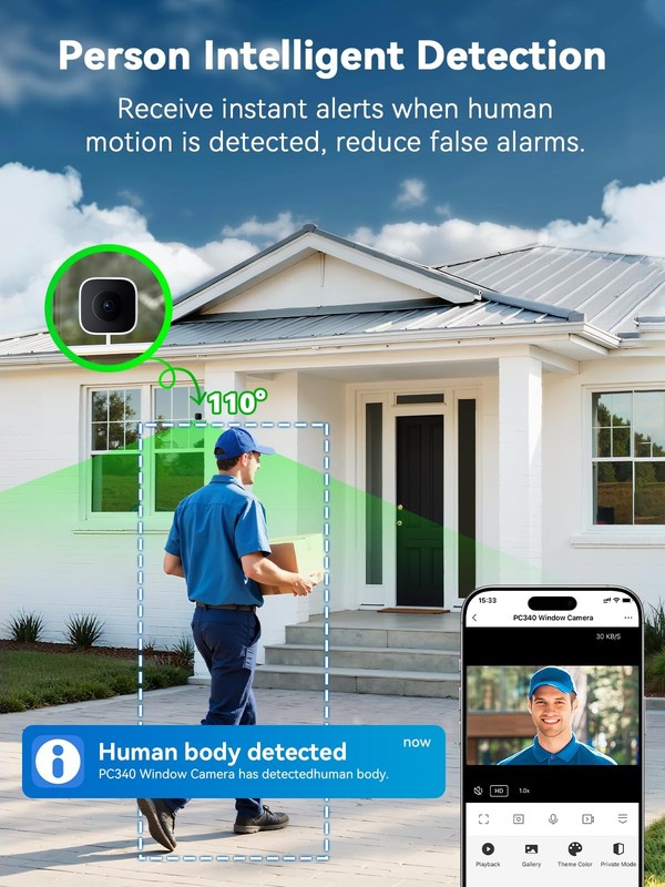Outinput Window Camera 2K 3MP WiFi Security Camera for Home Security AI Color gallery