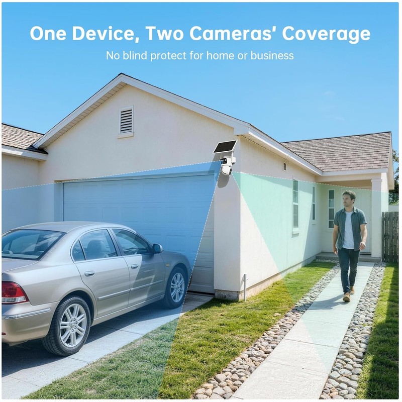 Solar Security Cameras Wireless Outdoor – Dual-Lens 2K Views