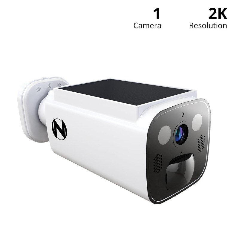 2K Battery Solar Powered Camera with Spotlight and 2-Way Audio – White gallery