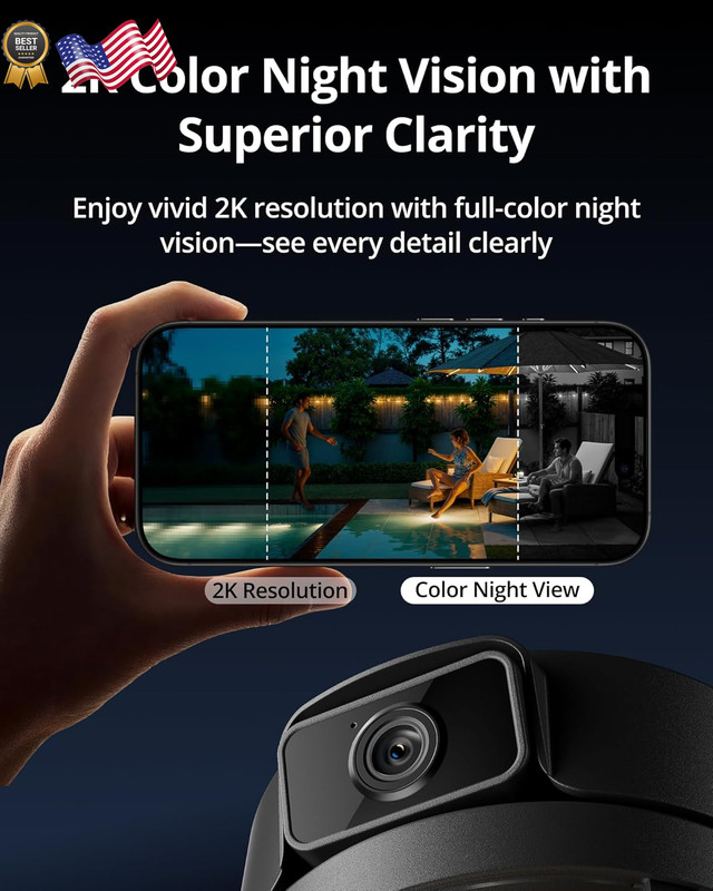 Outdoor Wall Lantern Light Camera, 2K Wi-Fi Security Cam with AI Human Detection gallery