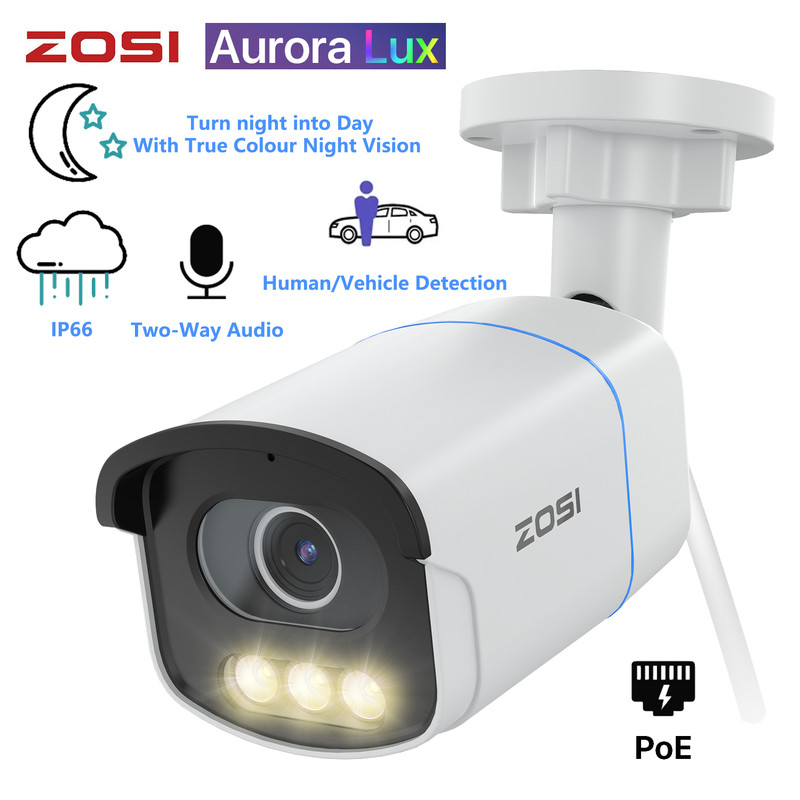 ZOSI PoE Security Camera F1.0 Large Aperture Aurora Lux True Color Night Vision