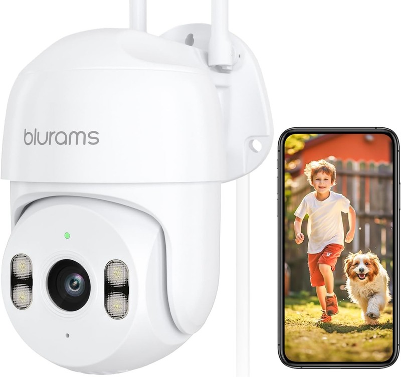 blurams 2K Security Camera Outdoor, 360° PTZ Cameras for Home White