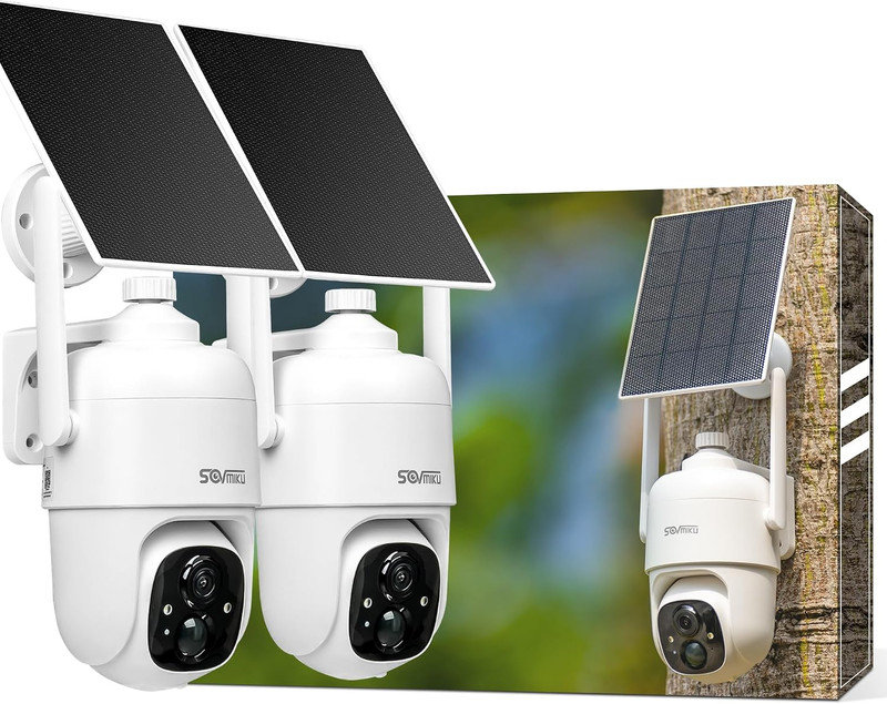 Vicohome 2CQ1 AI 2K Solar Security Camera Wireless Outdoor, Battery Powered,Two