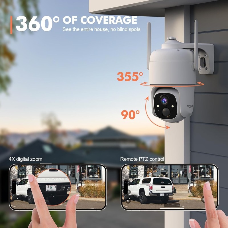 PTZ Wireless Security Camera 2K Battery Outdoor 4 Pack IP66 Night gallery