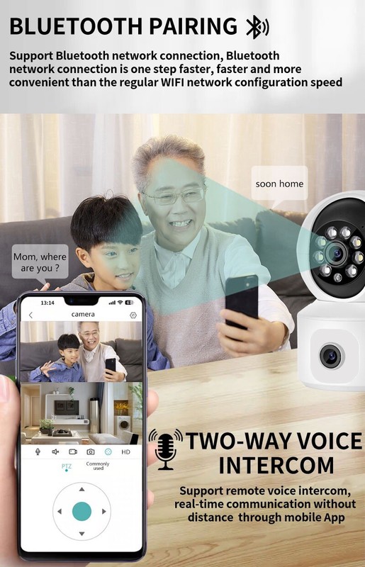 ICSEE Dual Lens 4MP+4MP HD WiFi IP Camera Indoor CCTV PTZ Security Smart Camera gallery