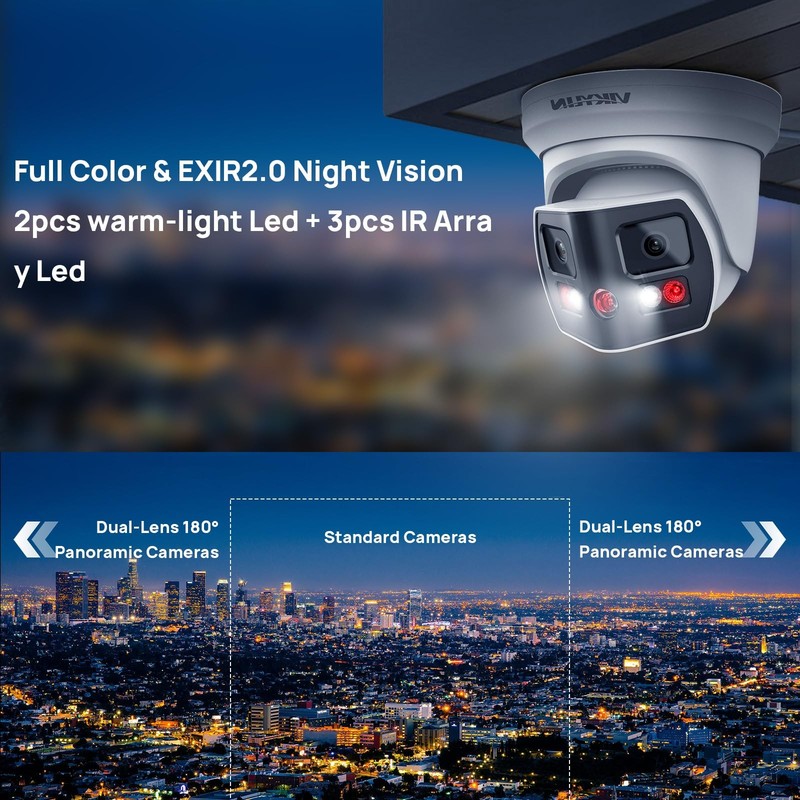 4K 8MP Dual Lens Poe IP Security Camera Outdoor with 180° Panoramic Wide Angl... gallery
