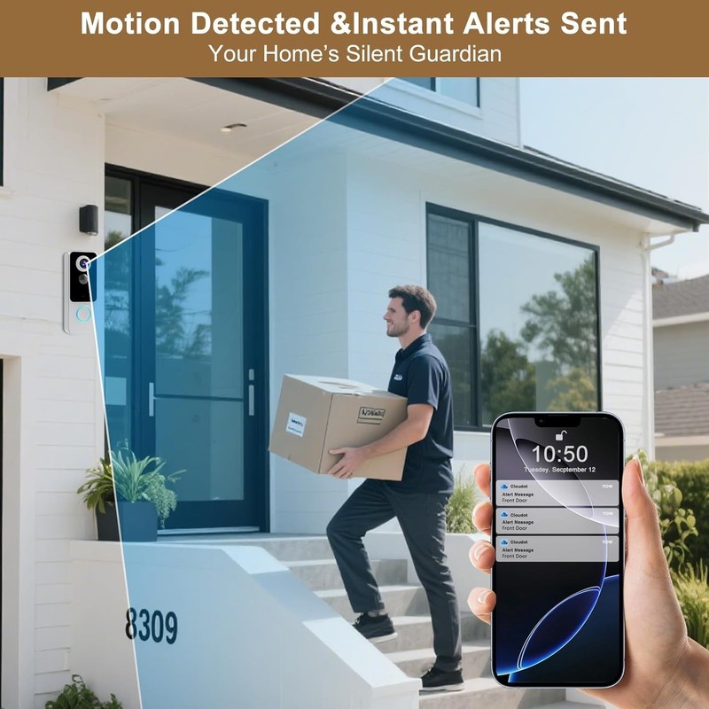 Doorbell Camera Wireless,2K FHD Head-to-Toe Video, no Subscription,Two-Way Ta... gallery