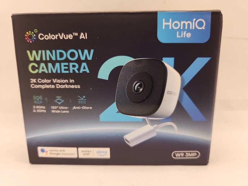 NEW Omiq Life 3MP 2K Window Camera for Home Security 5Ghz & 2.4Ghz. White