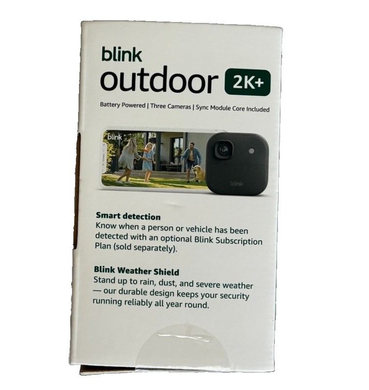 Blink Outdoor 2K+ Wireless Security Camera 3 Camera System (Black) New Sealed gallery