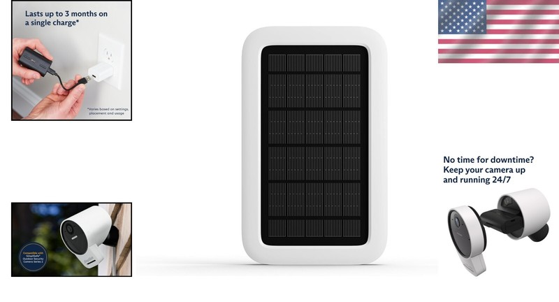 Weather-Resistant Solar Panel for Outdoor Security Camera - 13ft Cable Included gallery
