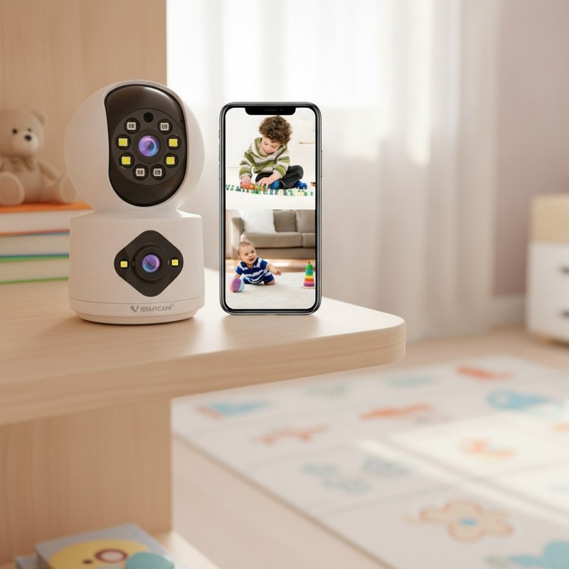 2K Indoor Camera with Color Night Vision & Dual Lens – Perfect for Home Security