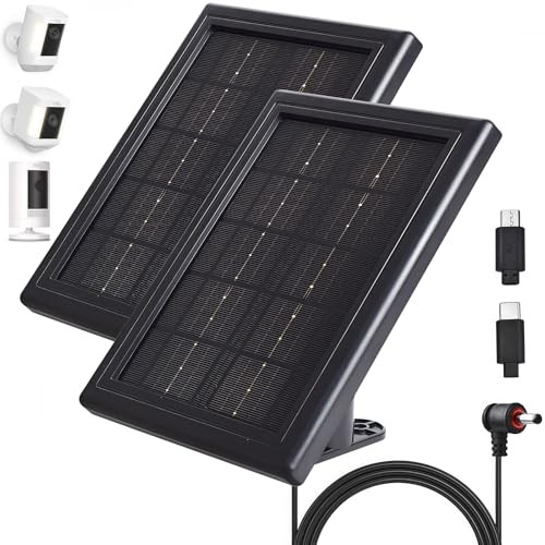 Ring Camera Solar Panel Charger, 5V 3.5W Solar Charger 2 2 Pack Black gallery