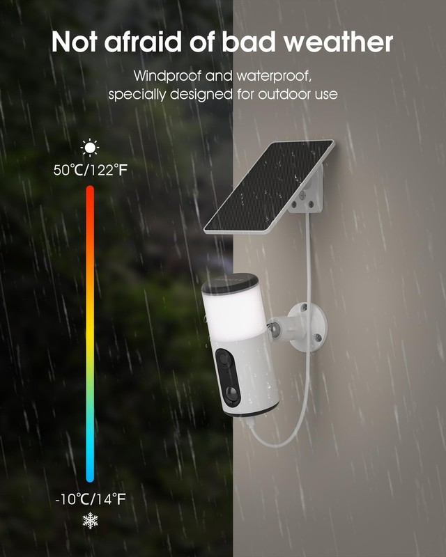 Floodlight Camera with Solar Panel, 4MP Battery Powered Security Cameras for ... gallery