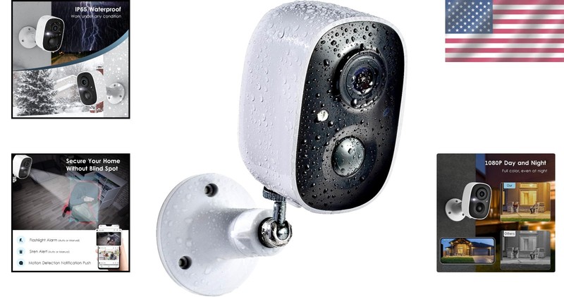 Weatherproof Battery-Powered Security Cam - 2-Way Audio & Night Vision Included gallery