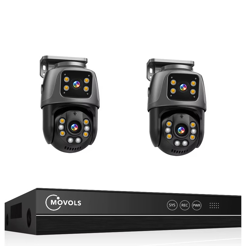 Movols 6MP XMEYE POE Surveillance System Dual Lens PTZ Two Way Audio POE Securit